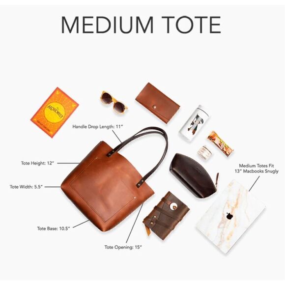 Portland Leather Medium Zip Black with Tan Handles - Picture 9 of 9